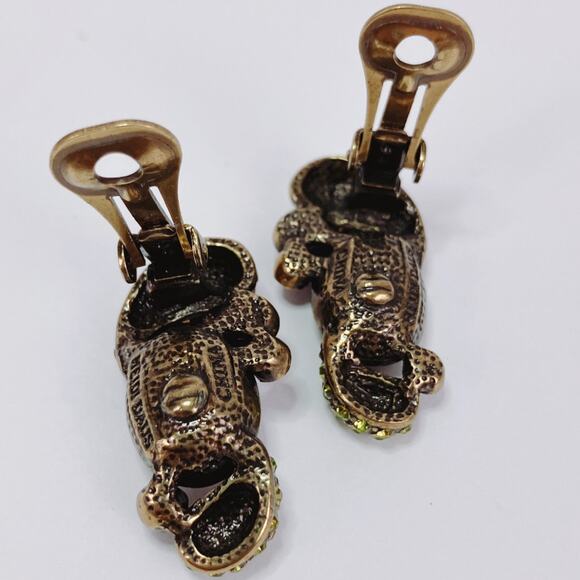 Signed Heidi Daus Swarovski Crystal Clip-On Earrings Topaz Cluster Rhinestones - Picture 12 of 13